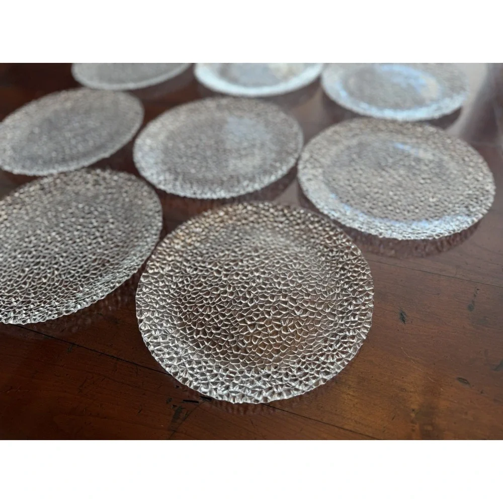 Vintage Vetropuro Clear Pebble Textured Glass Plates 8